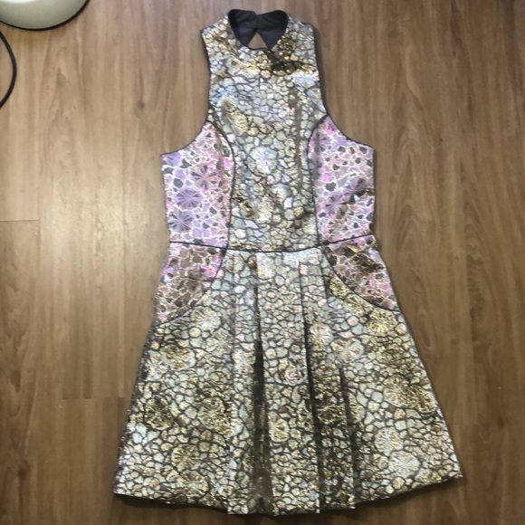 Pink and gold glittery floral urban outfitters cocktail dress - Picture 6 of 11